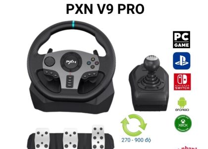 Vô lăng chơi game PXN V9 Pro Gaming Racing Wheel , Vô lăng 270/900 độ , pedal chân côn , số sàn 7 cấp , Có RUNG hỗ trợ PS3, PS4, Xbox One, Nintendo Switch