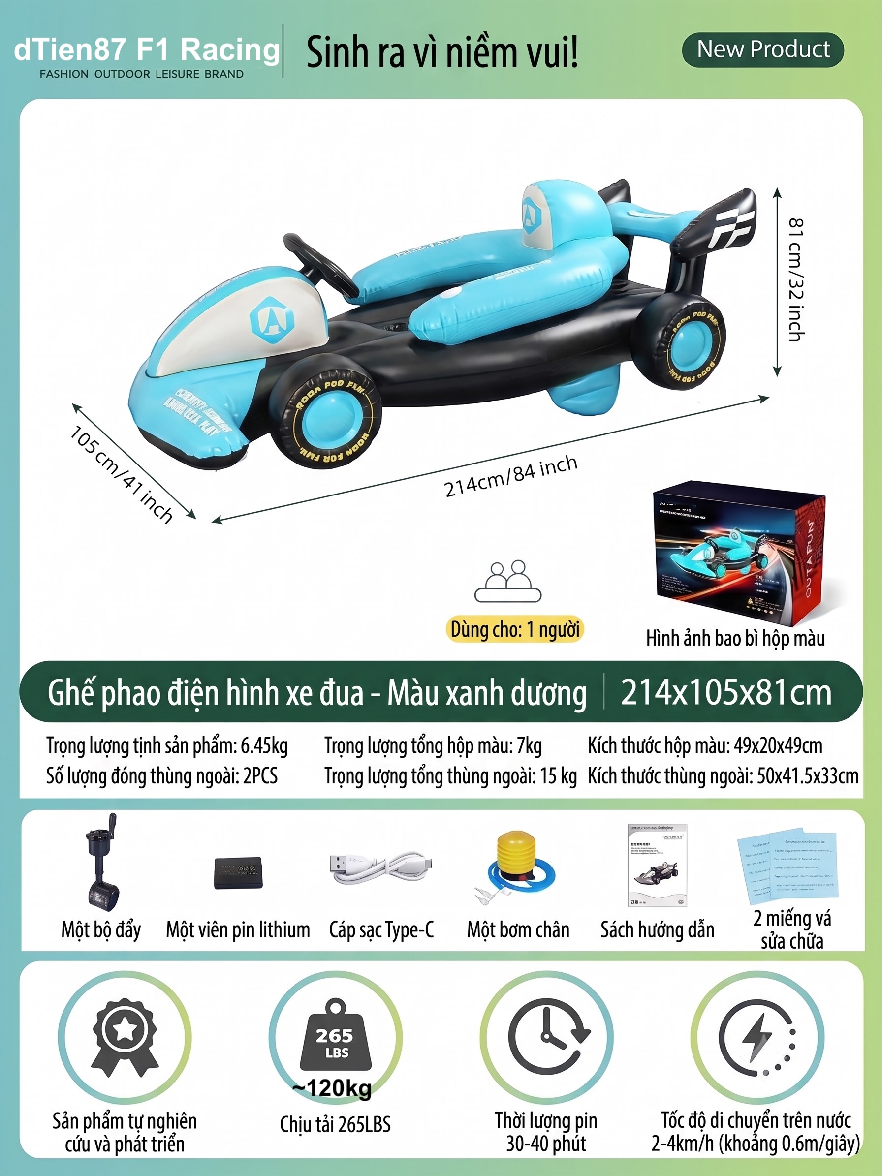 Phao Bơi Có Động Cơ dTien87 F1 Racing - Image 5